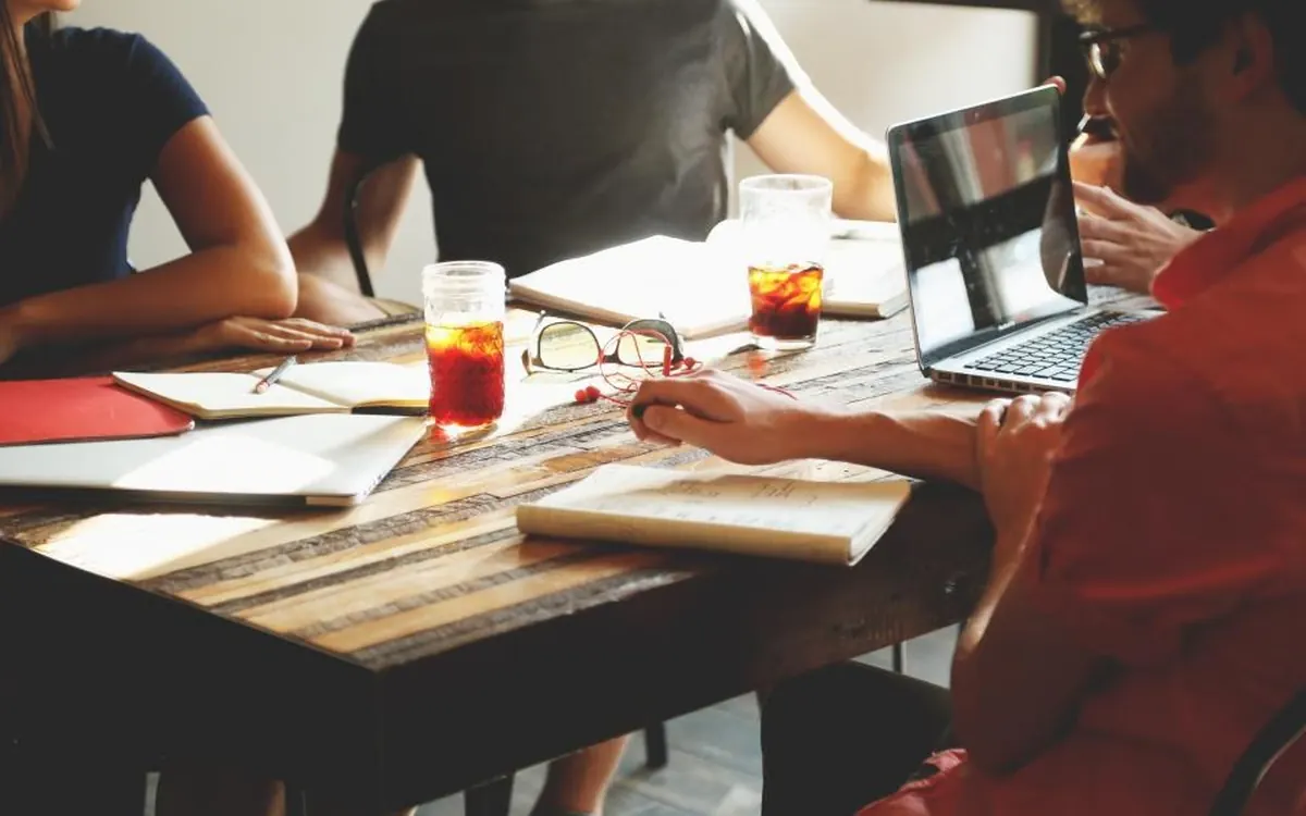 Small team working together around a table