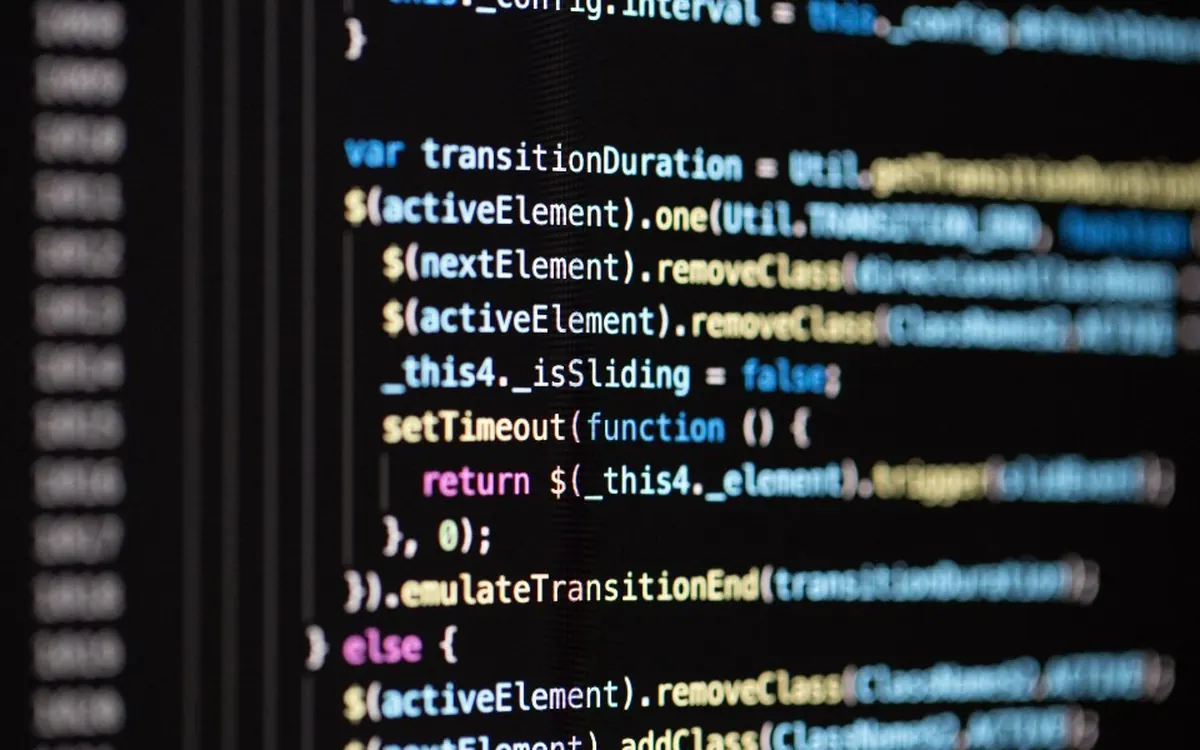 Source code on a screen